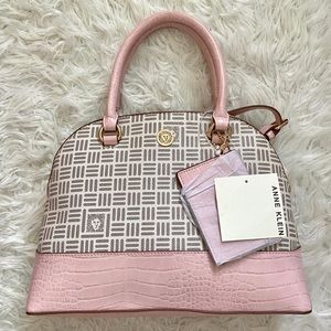 NWT Anne Klein Rose Quartz Dome Satchel Purse